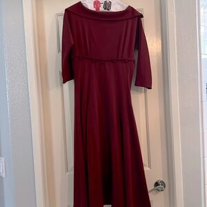 Lindybop Red boat neck midi dress size S
